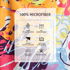 Quick Dry Graffiti Print Surf Poncho Towel Microfiber Beach Robe with Hoodie