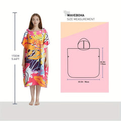 Quick Dry Graffiti Print Surf Poncho Towel Microfiber Beach Robe with Hoodie