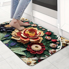 Vintage Flower European Pattern Bathroom Non Slip Pad