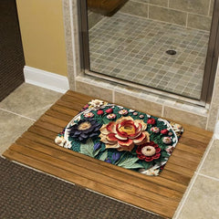 Vintage Flower European Pattern Bathroom Non Slip Pad