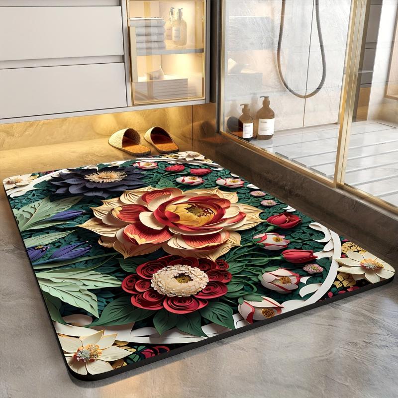 Vintage Flower European Pattern Bathroom Non Slip Pad