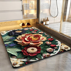 Vintage Flower European Pattern Bathroom Non Slip Pad