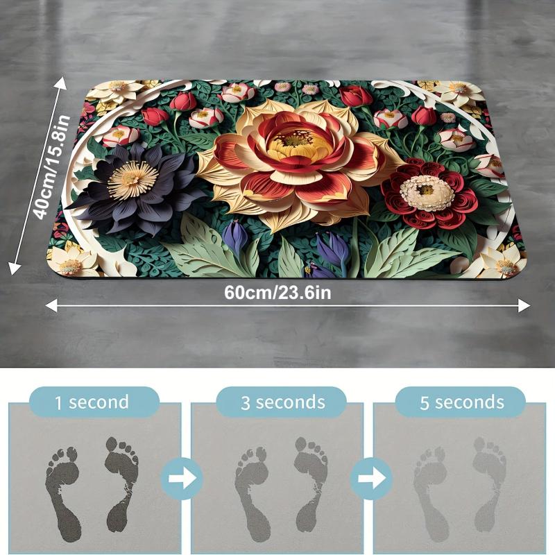 Vintage Flower European Pattern Bathroom Non Slip Pad