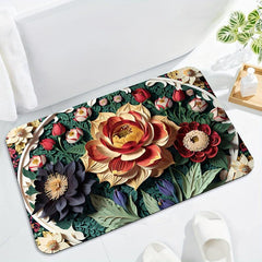 Vintage Flower European Pattern Bathroom Non Slip Pad