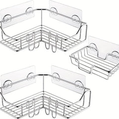 Adhesive Corner Shower Caddy & Soap Dish Holder Stainless Steel