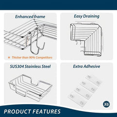 Adhesive Corner Shower Caddy & Soap Dish Holder Stainless Steel
