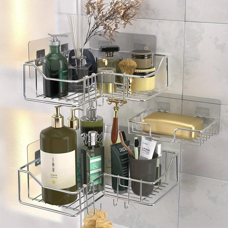 Adhesive Corner Shower Caddy & Soap Dish Holder Stainless Steel