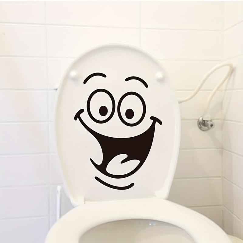 1pc Funny Laughing Happy Face Toilet Lid Decal Sticker