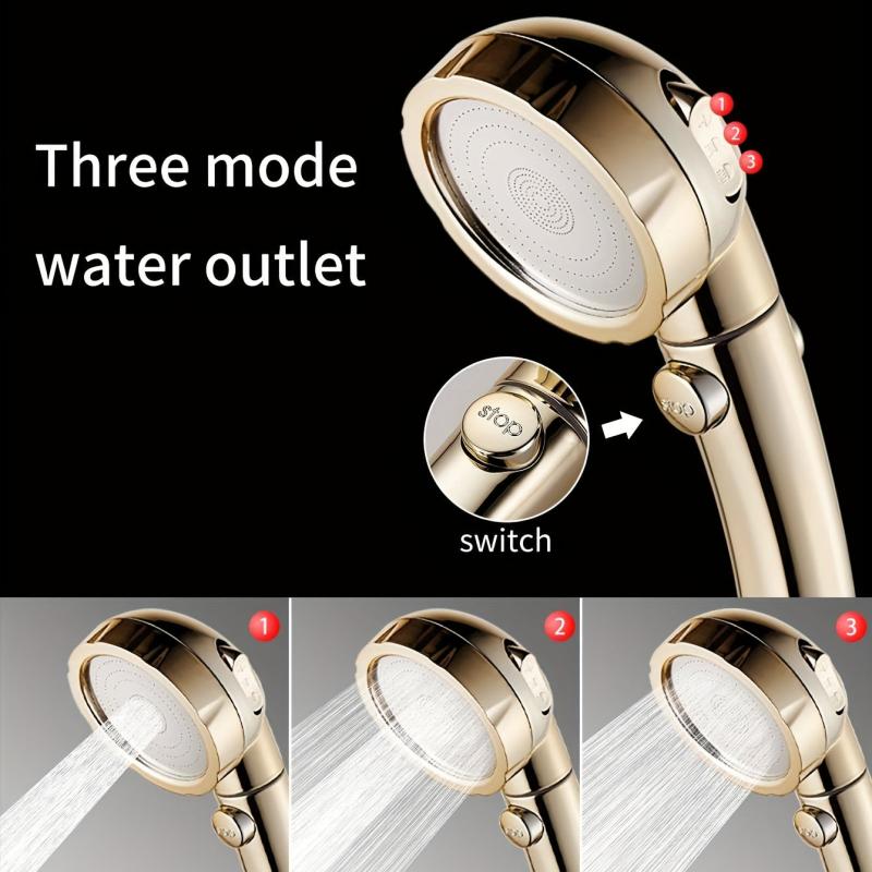 Adjustable High Pressure Shower Head 3 Modes Handheld Spray ON OFF Switch