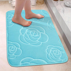 Elegant Flower Embossed Memory Foam Bath Rug