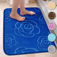 Elegant Flower Embossed Memory Foam Bath Rug