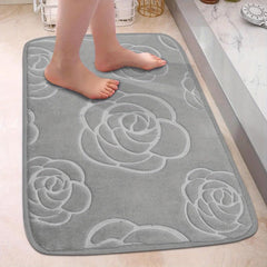 Elegant Flower Embossed Memory Foam Bath Rug