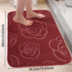 Elegant Flower Embossed Memory Foam Bath Rug