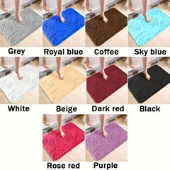 Elegant Flower Embossed Memory Foam Bath Rug