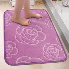 Elegant Flower Embossed Memory Foam Bath Rug