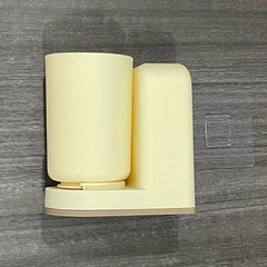 Wall Mounted Toothbrush Holder With Cup - Bathroom Storage Rack