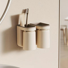Wall Mounted Toothbrush Holder With Cup - Bathroom Storage Rack