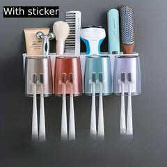 Toothbrush Holder Gargle Cup Toothpaste Dispenser Wall Mounted Storage Rack