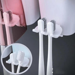 Toothbrush Holder Gargle Cup Toothpaste Dispenser Wall Mounted Storage Rack
