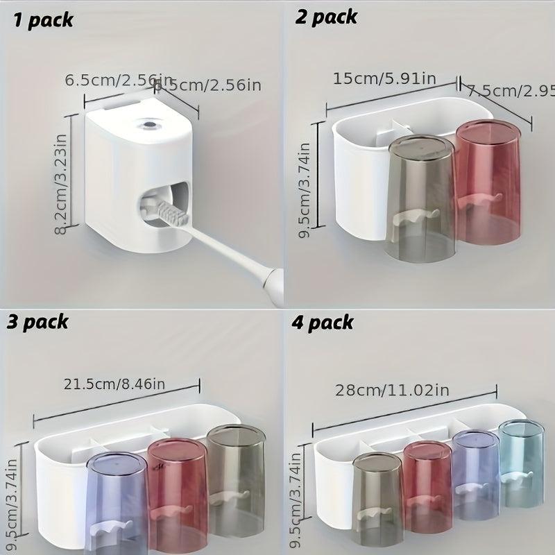 Toothbrush Holder Gargle Cup Toothpaste Dispenser Wall Mounted Storage Rack