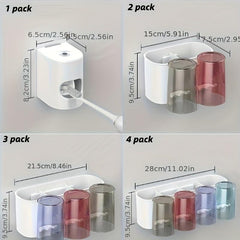 Toothbrush Holder Gargle Cup Toothpaste Dispenser Wall Mounted Storage Rack