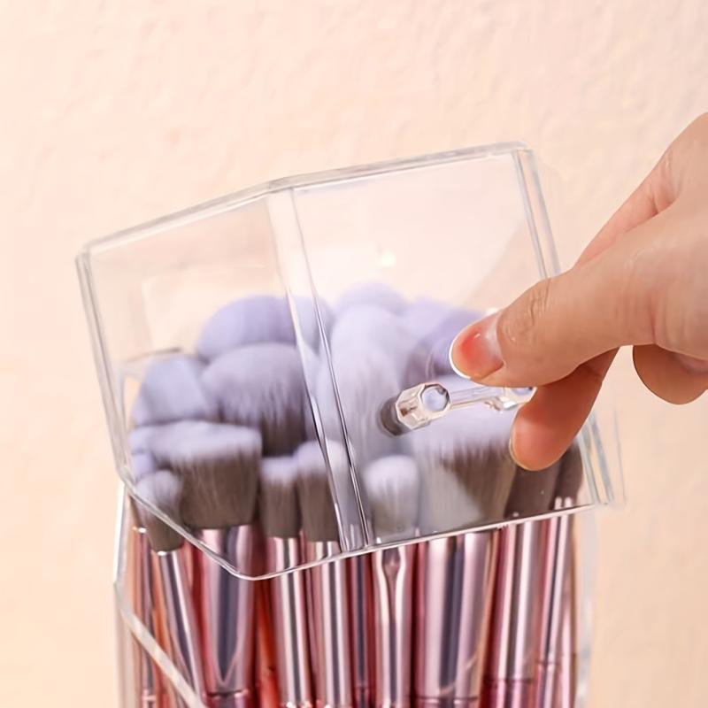 Dustproof Makeup Storage Box with Flip Shelf Organizer