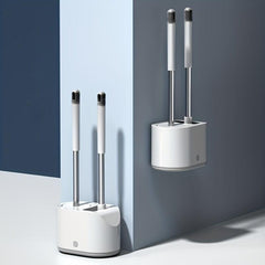 Toilet Brush Set Wall Mounted Punch Soft Silicone Brush Head