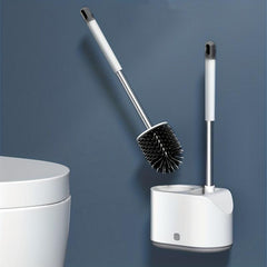 Toilet Brush Set Wall Mounted Punch Soft Silicone Brush Head