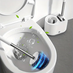 Toilet Brush Set Wall Mounted Punch Soft Silicone Brush Head