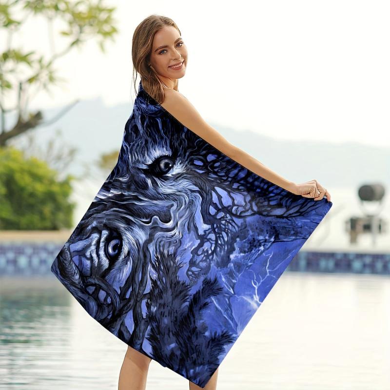 Wolf Beach Towel 59x29 Quick Drying Lightweight Bath Towel