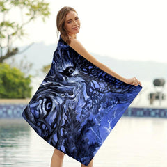Wolf Beach Towel 59x29 Quick Drying Lightweight Bath Towel