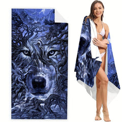 Wolf Beach Towel 59x29 Quick Drying Lightweight Bath Towel