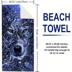 Wolf Beach Towel 59x29 Quick Drying Lightweight Bath Towel