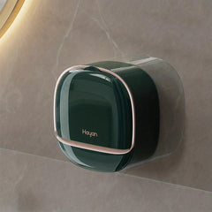 Wall Mounted Soap Box with Flip Lid Self Adhesive Soap Holder Oval Plastic Tray