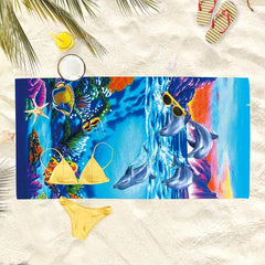 Dolphin Ocean World Beach Towel Microfiber Soft Absorbent Lightweight Towel