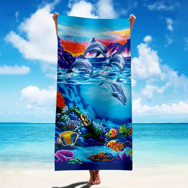 Dolphin Ocean World Beach Towel Microfiber Soft Absorbent Lightweight Towel