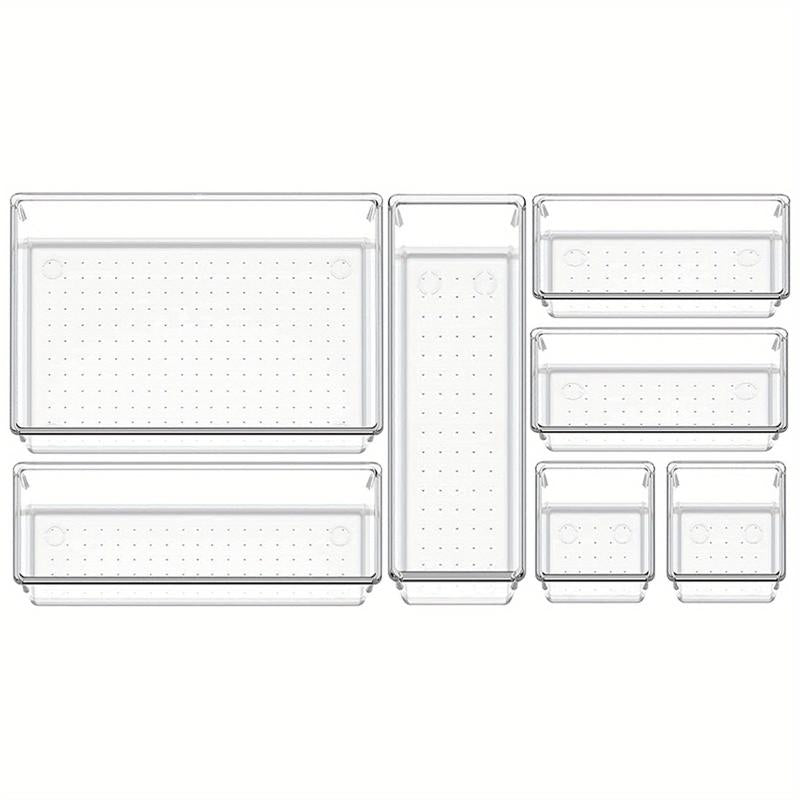 14pcs Drawer Organizer Set Clear Customize Layout Storage Bins w/ Non Slip Pads