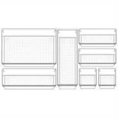 14pcs Drawer Organizer Set Clear Customize Layout Storage Bins w/ Non Slip Pads