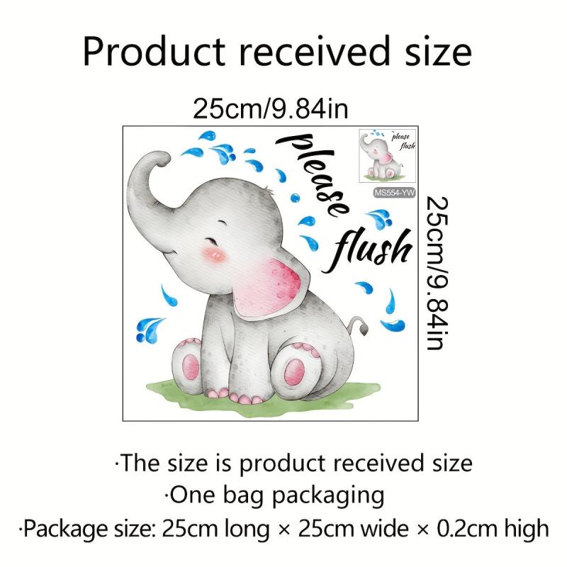 Elephant Wall Sticker Toilet Decoration Self-adhesive Bathroom