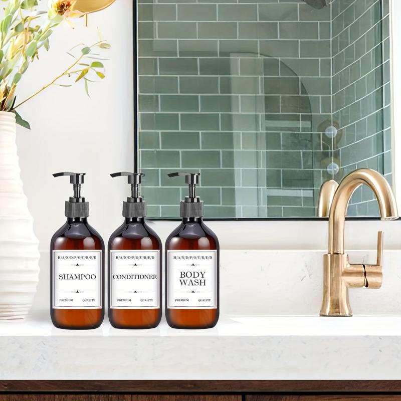 3pcs Plastic Soap Dispenser Set Countertop 500ml Bathroom Lotion Pump