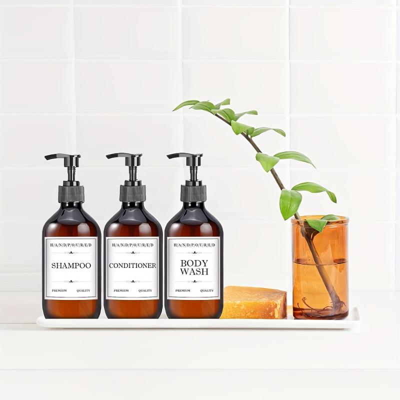 3pcs Plastic Soap Dispenser Set Countertop 500ml Bathroom Lotion Pump
