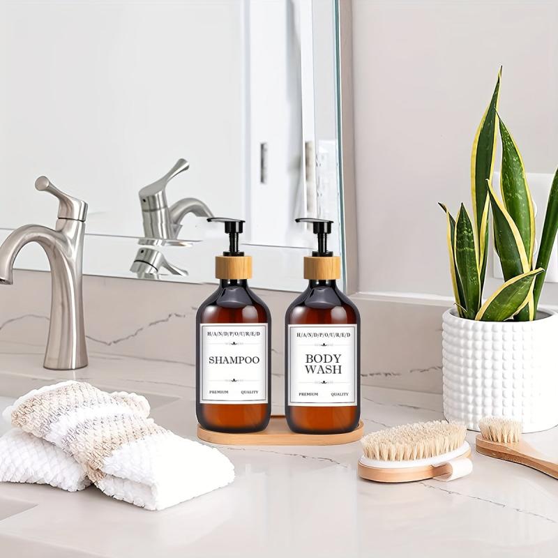 3pcs Plastic Soap Dispenser Set Countertop 500ml Bathroom Lotion Pump