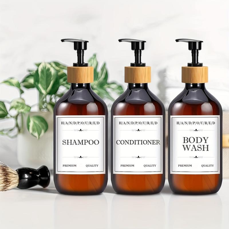 3pcs Plastic Soap Dispenser Set Countertop 500ml Bathroom Lotion Pump