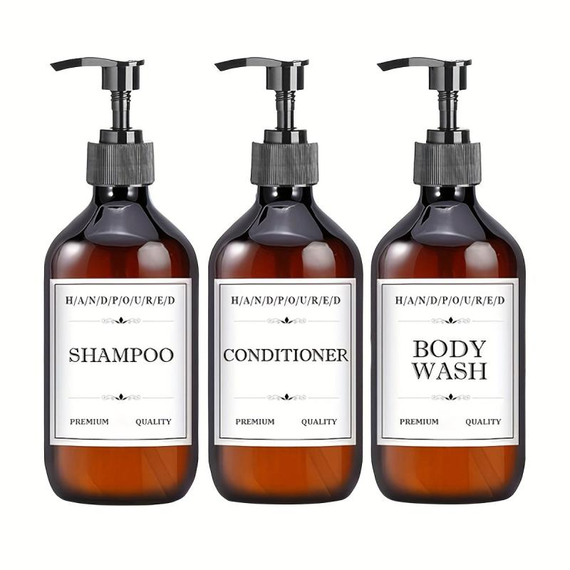 3pcs Plastic Soap Dispenser Set Countertop 500ml Bathroom Lotion Pump