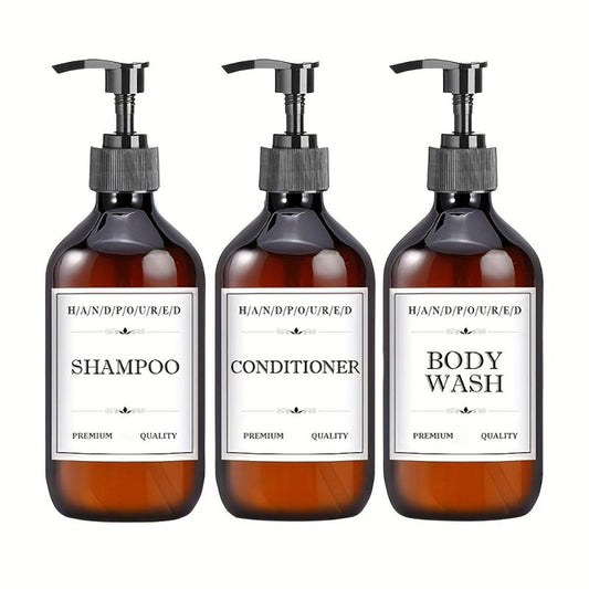 3pcs Plastic Soap Dispenser Set Countertop 500ml Bathroom Lotion Pump