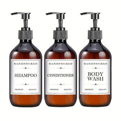 3pcs Plastic Soap Dispenser Set Countertop 500ml Bathroom Lotion Pump