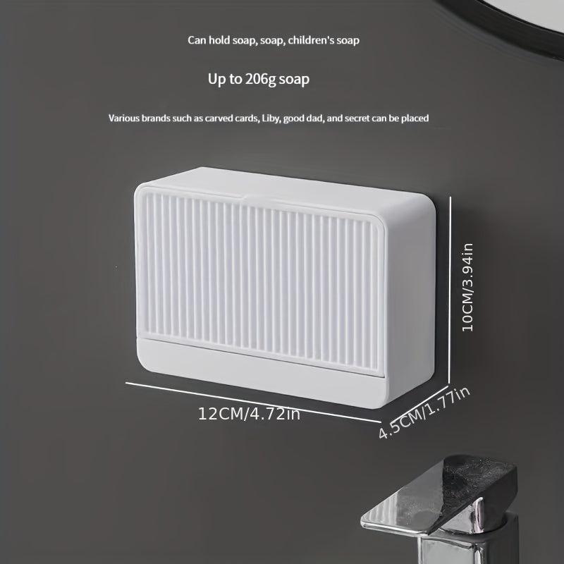 Wall Mounted Soap Dish With Lid Plastic Drain Soap Tray Soap Holder