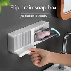 Wall Mounted Soap Dish With Lid Plastic Drain Soap Tray Soap Holder