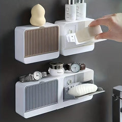 Wall Mounted Soap Dish With Lid Plastic Drain Soap Tray Soap Holder