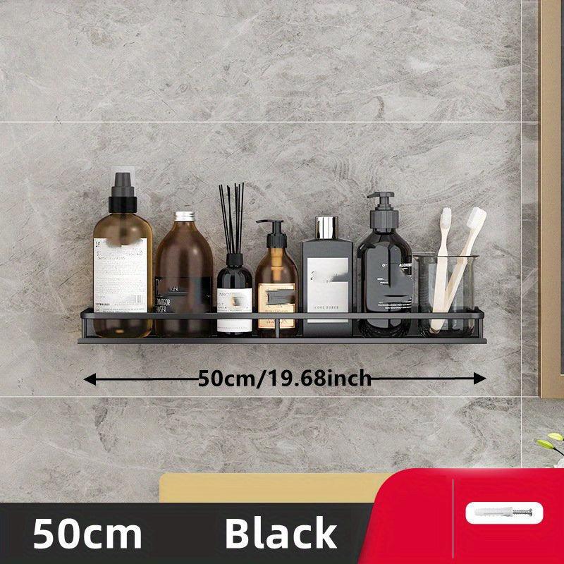 Aluminum Bathroom Shelf with Guard Rail Wall Mounted Caddy for Shampoo